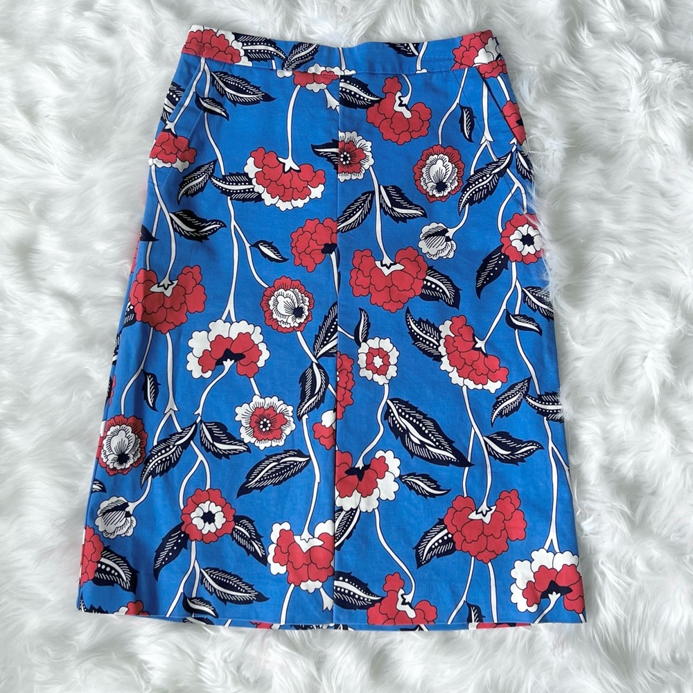 Boden Blue Floral Pencil Skirt